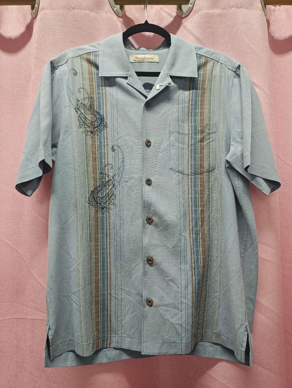 Tommy Bahama Light Blue 100% Silk Button Up Sz S/P